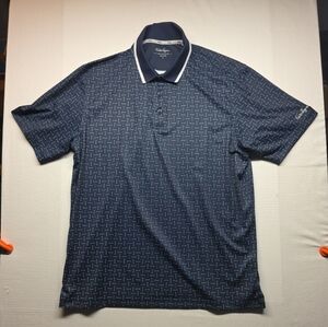Walter Hagen Navy Printed Polo with White-Trim Collar